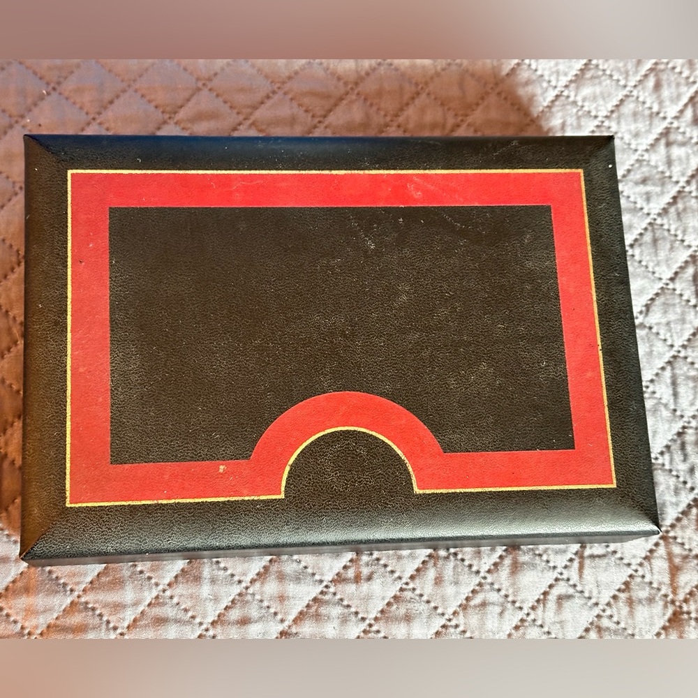 Vintage Men’s Black with Red/Gold Trim Leatherette Box Valet Design